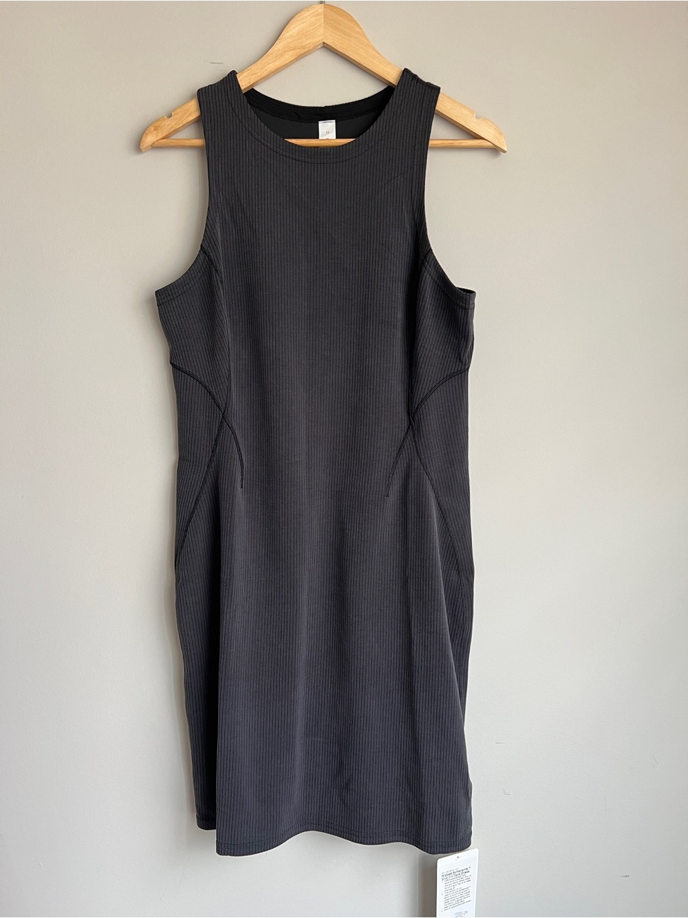 Lululemon Ribbed Softstreme Slim-Fit Tank Dress Size 12 Large NWT Black
